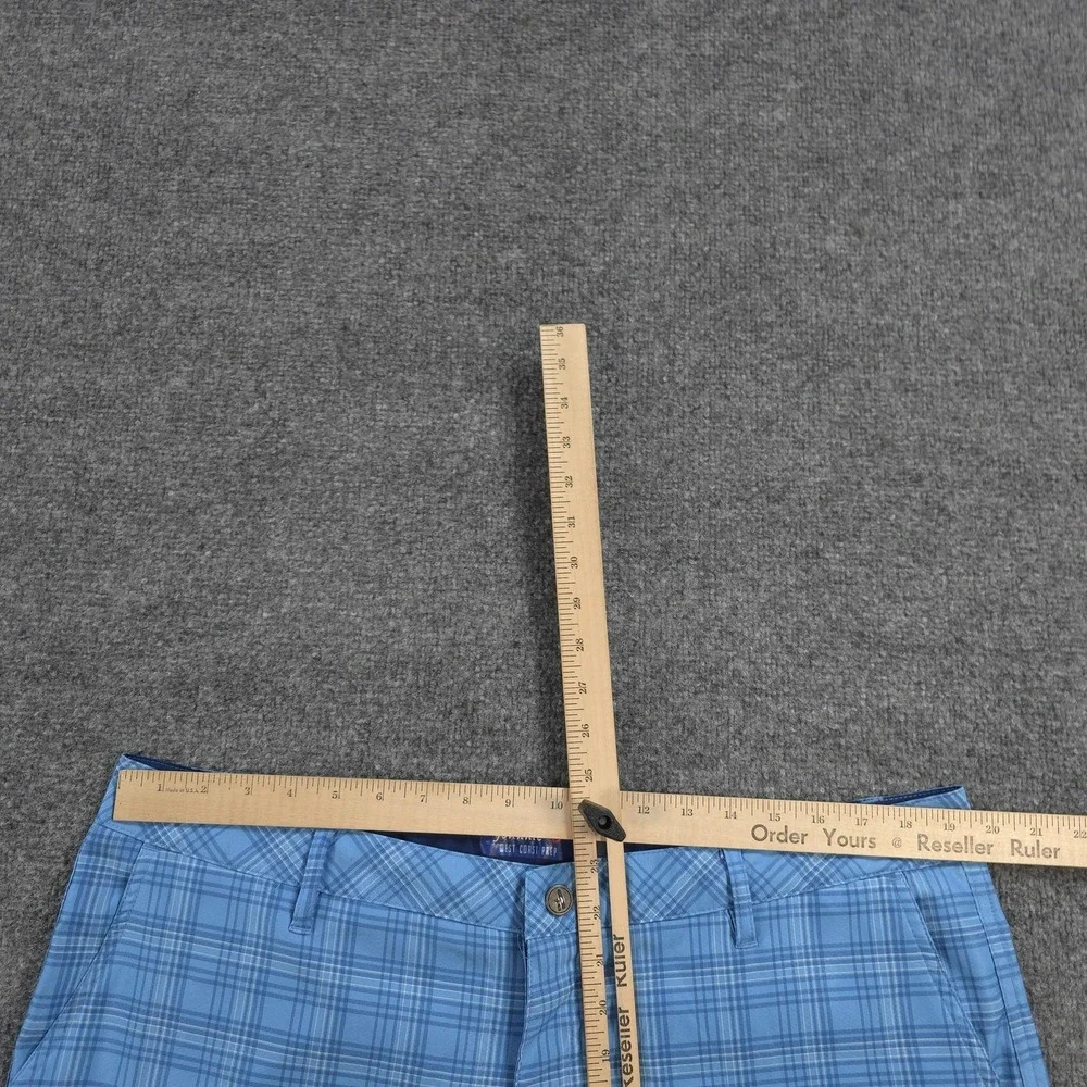 Johnnie O Shorts Mens 38 Blue Plaid Chino 10in Stretch Golf Casual Beach Summer